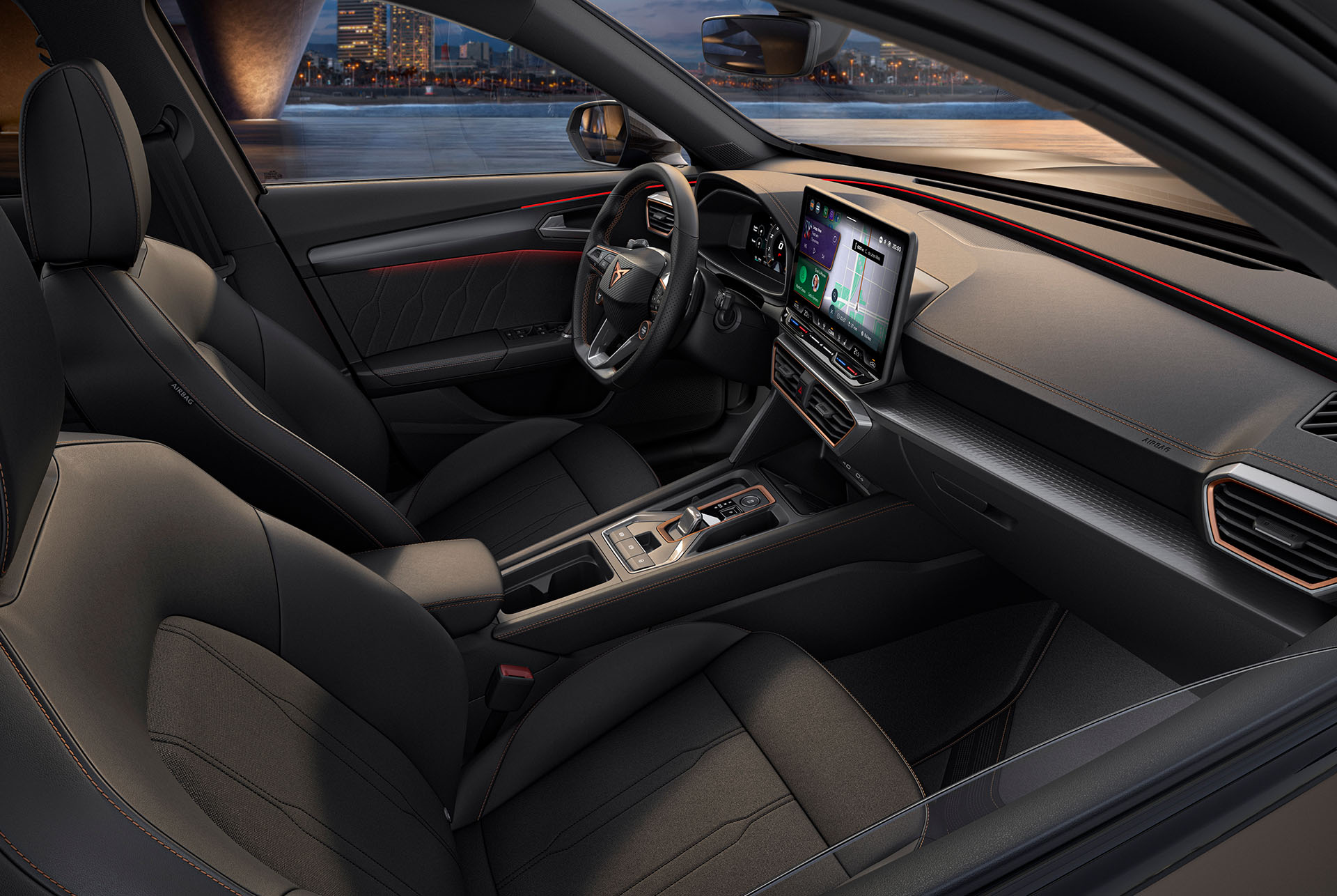 New CUPRA Formentor 2025 car sharp interior design featuring black seats, modern dashboard and infotainment screen.